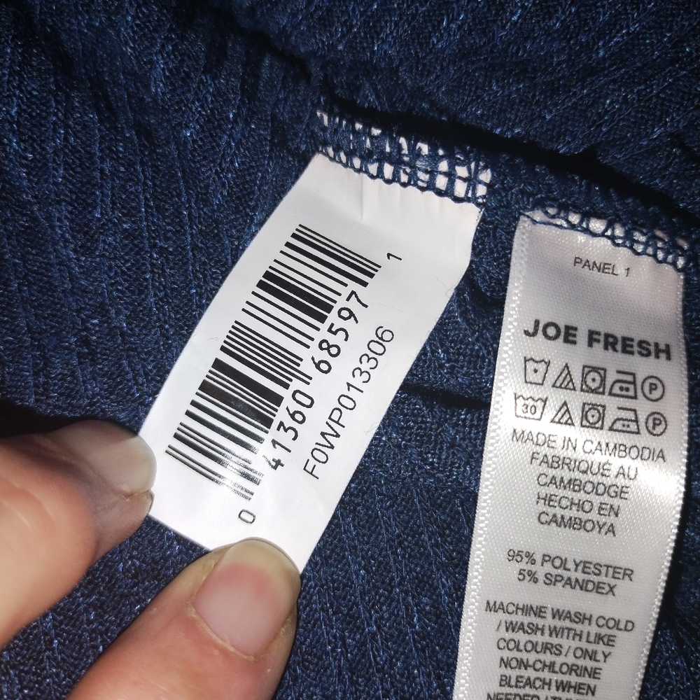 NWT Joe Fresh Size 2X Blue Long Sleeve Shirt, Ribbed & Stretchy, Comfy - Picture 8 of 9